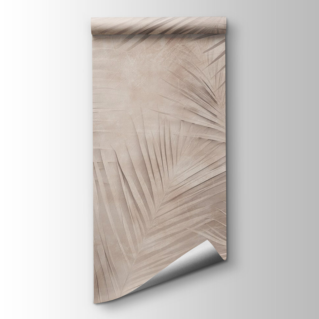 Palm leaves on taupe — product view