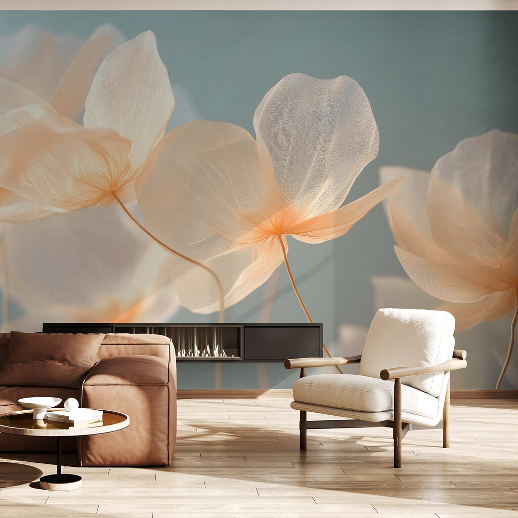 Cream flowers catching light — interior 4
