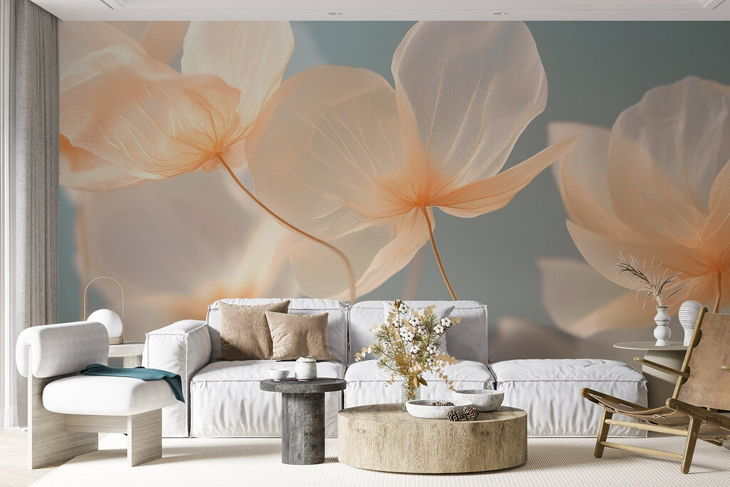 Cream flowers catching light — interior 6