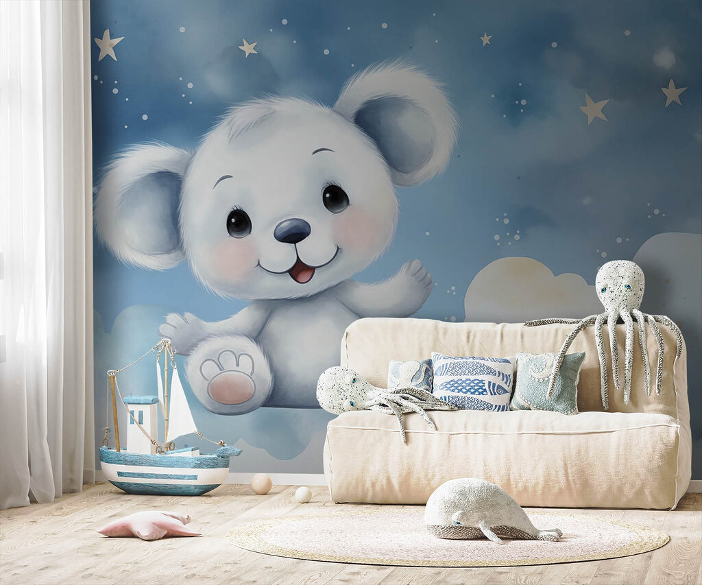 White bear among clouds — interior 1