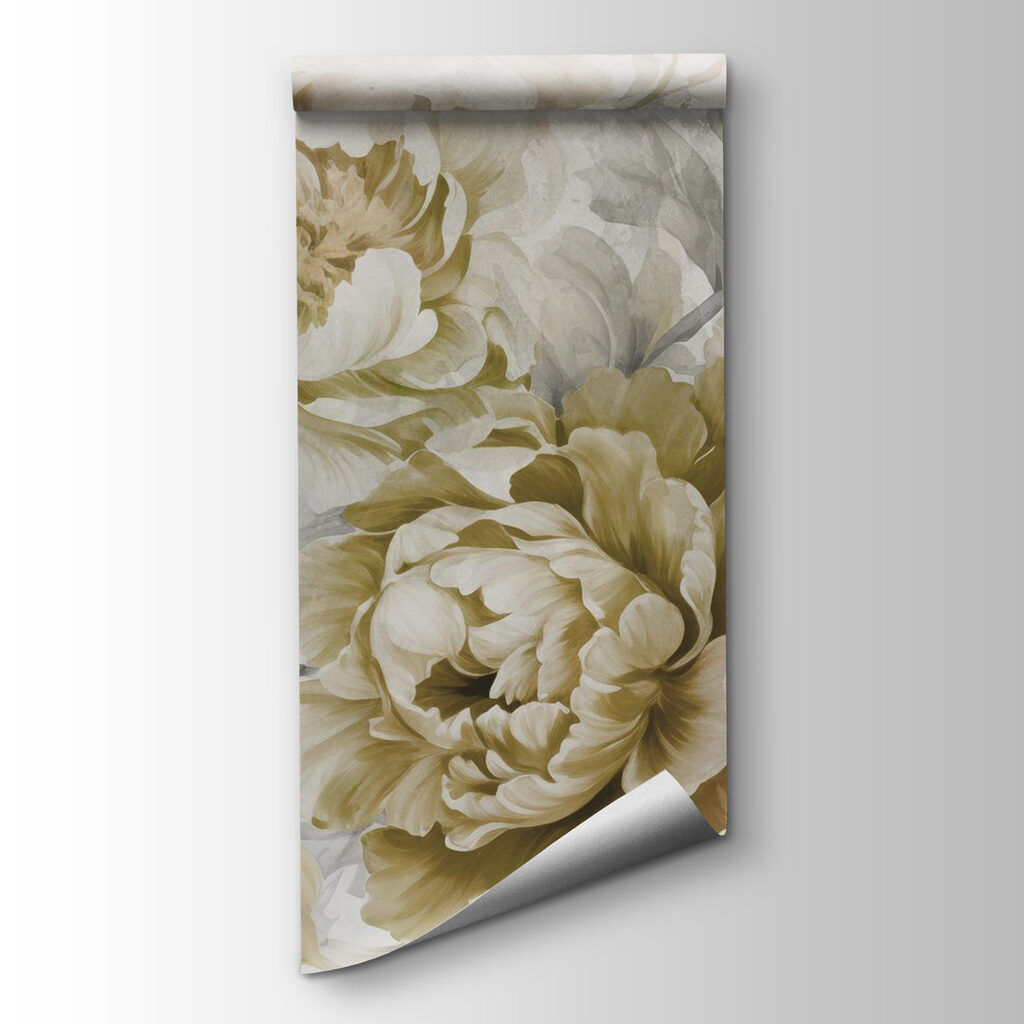 Peonies in olive watercolour — product view