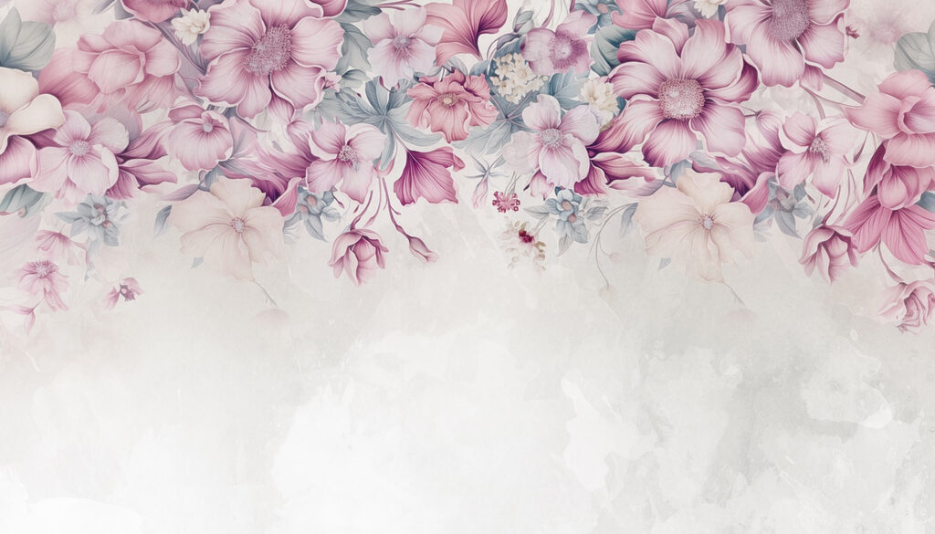 Pink flower border — full design