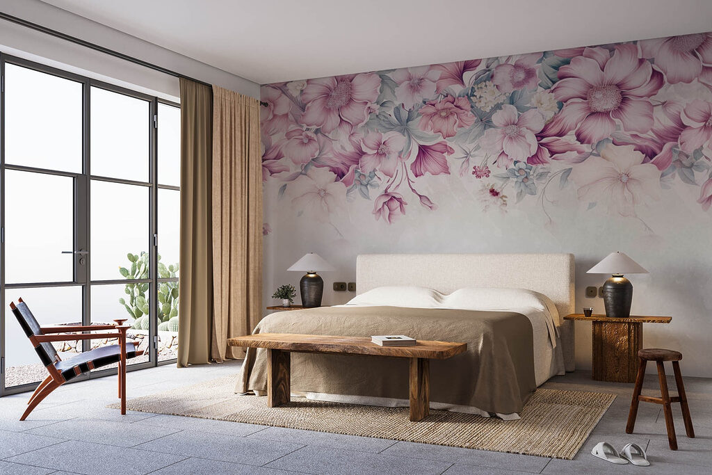 Pink flower border — interior 1