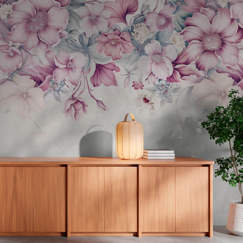 Pink flower border — interior 3