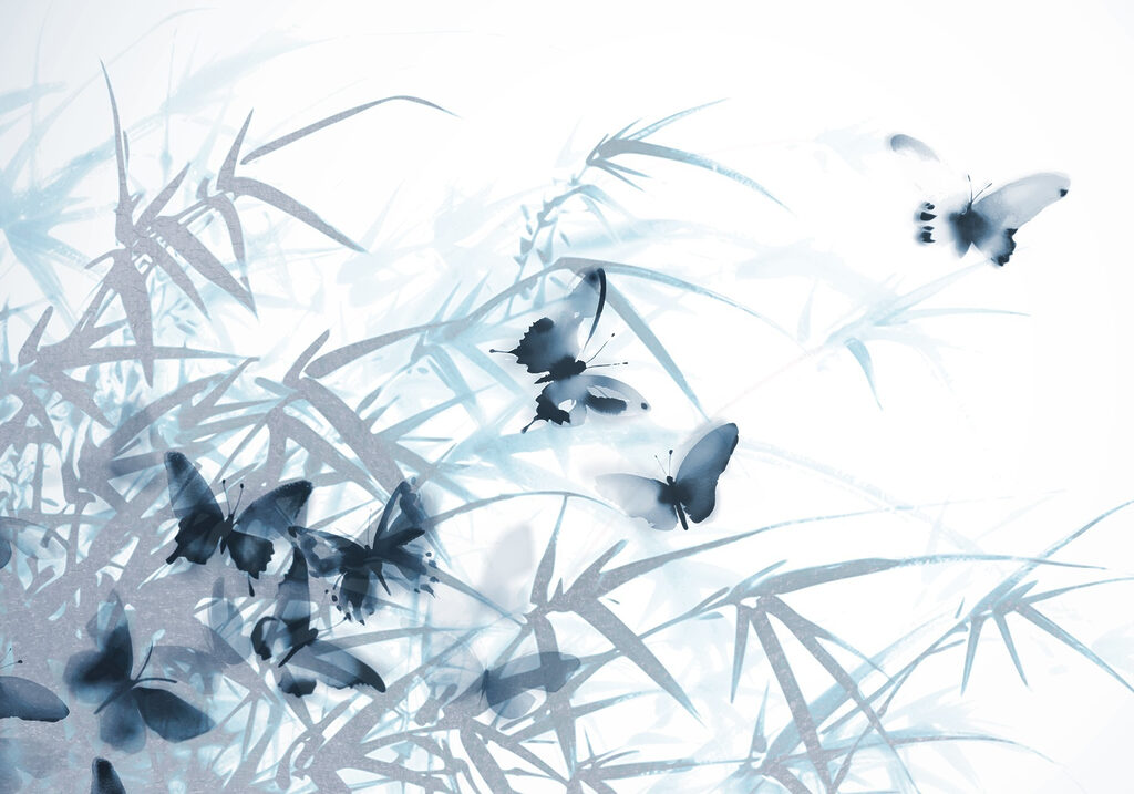 Butterflies among bamboo — full design