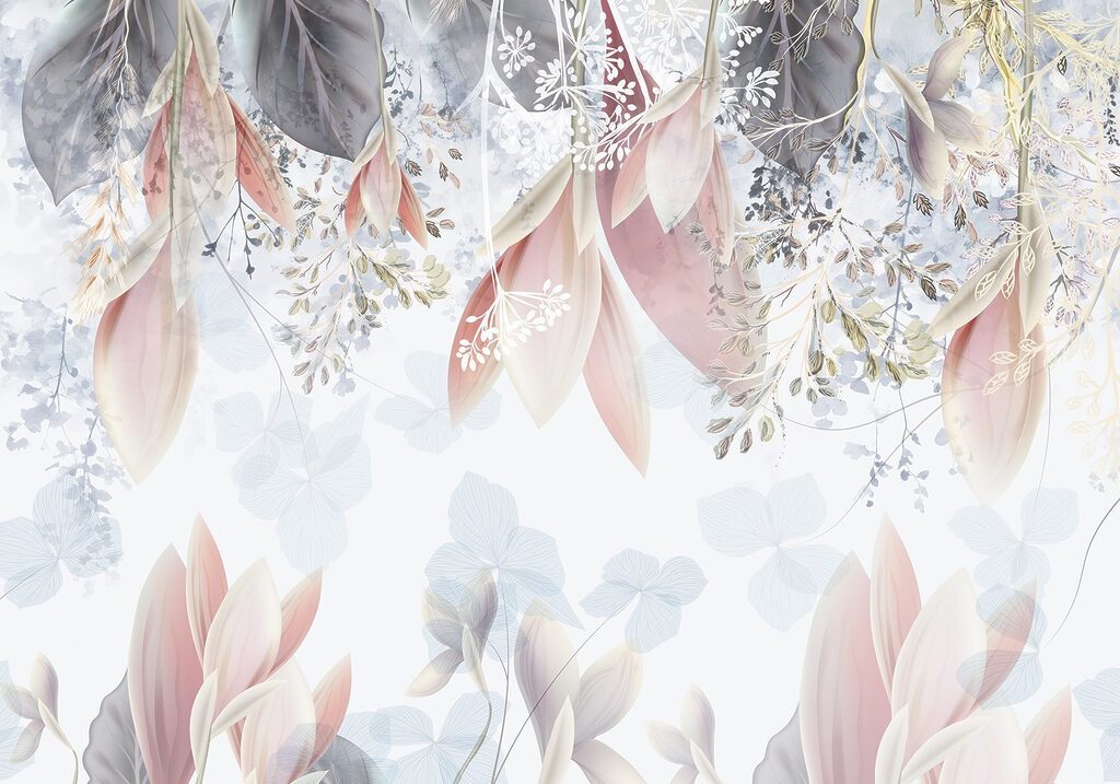 Hanging leaves and blooms — full design