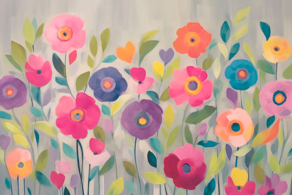 Colourful flowers in paint — full design
