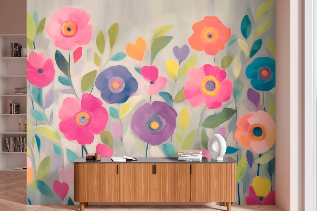 Colourful flowers in paint — interior 1