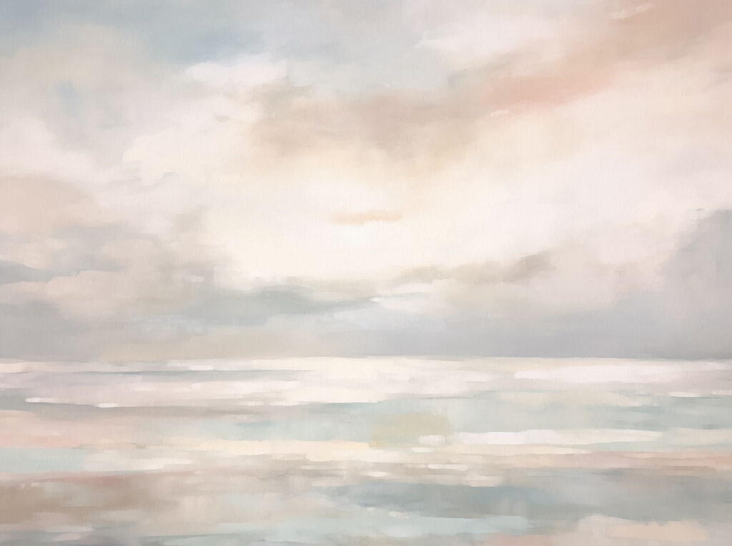 Soft sky over sea — full design
