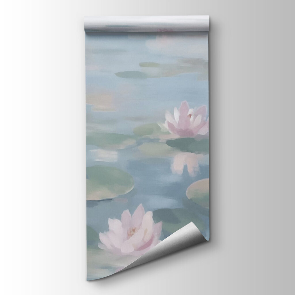 Pink lilies on blue — product view