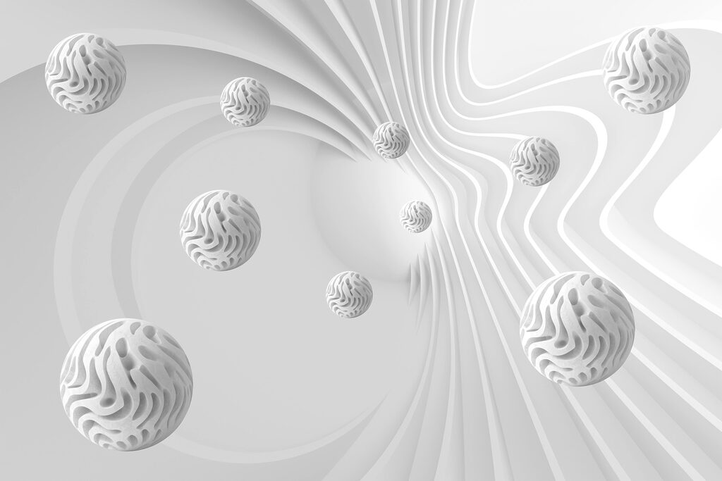 White balls among lines — full design