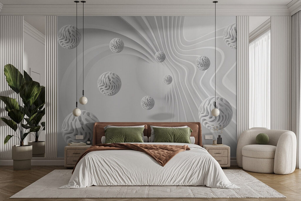 White balls among lines — interior 3