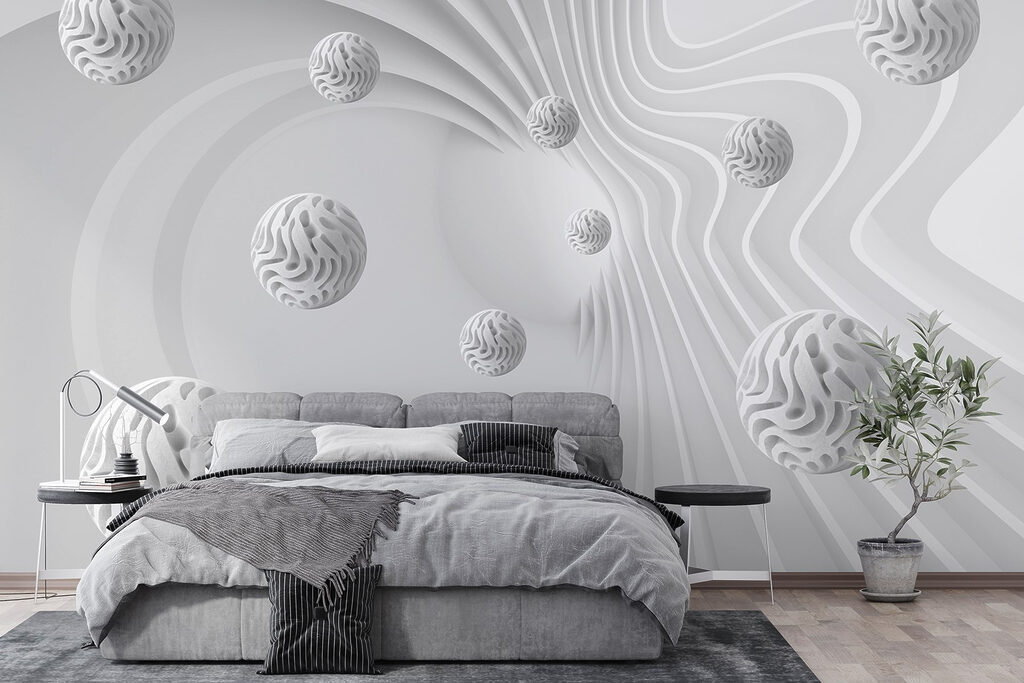 White balls among lines — interior 4