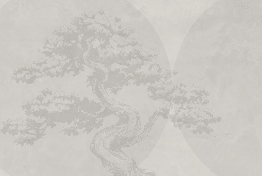 Gnarled tree and circles — full design