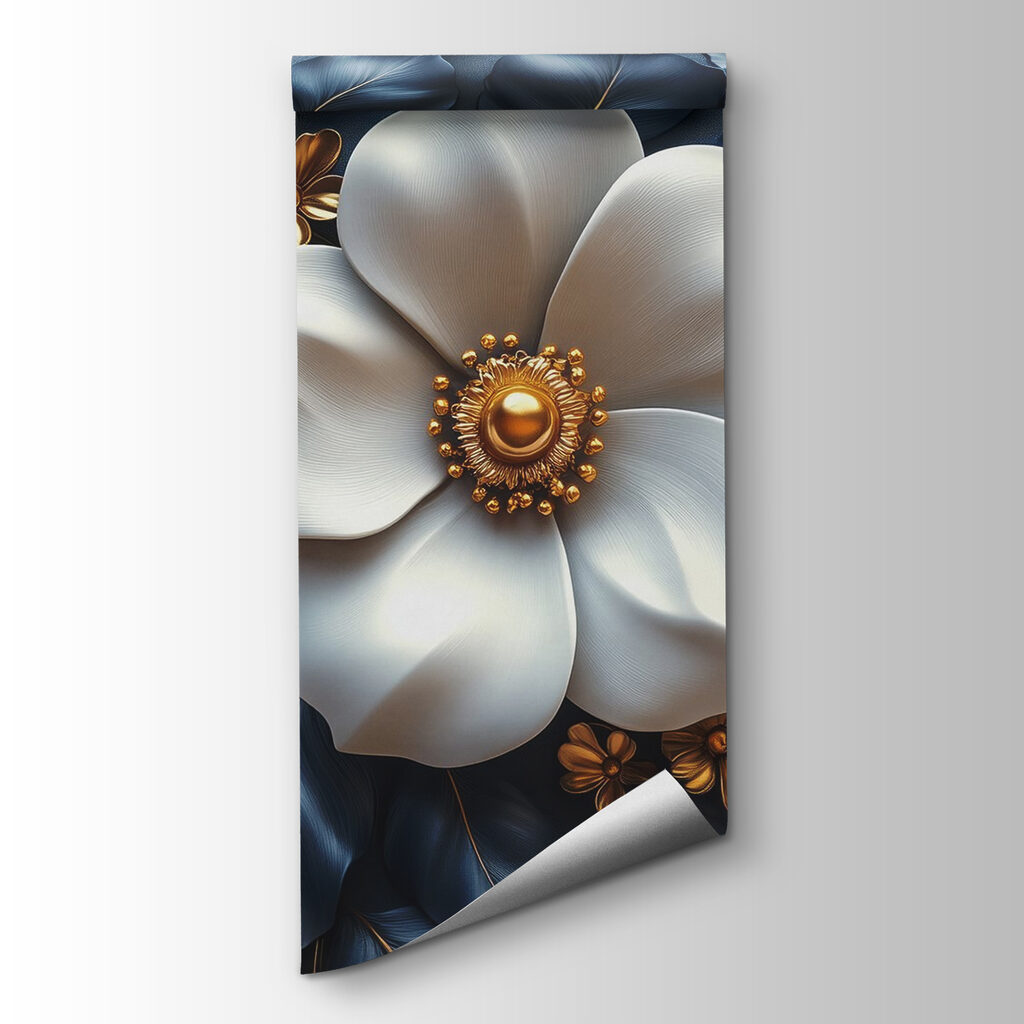 White flowers, midnight blue — product view