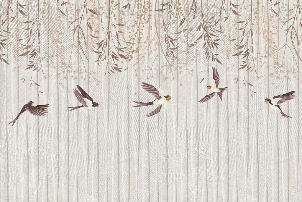 Swallows under hanging twigs — full design
