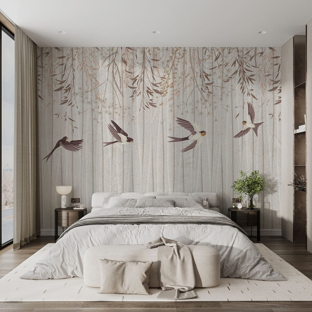 Swallows under hanging twigs — interior 2