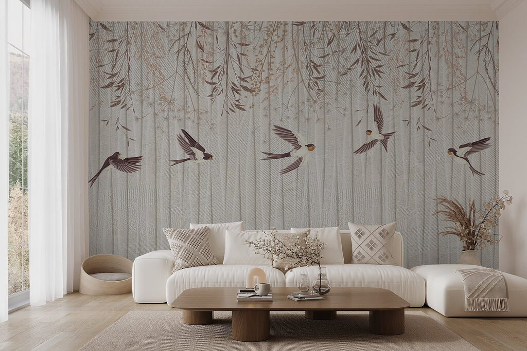 Swallows under hanging twigs — interior 4