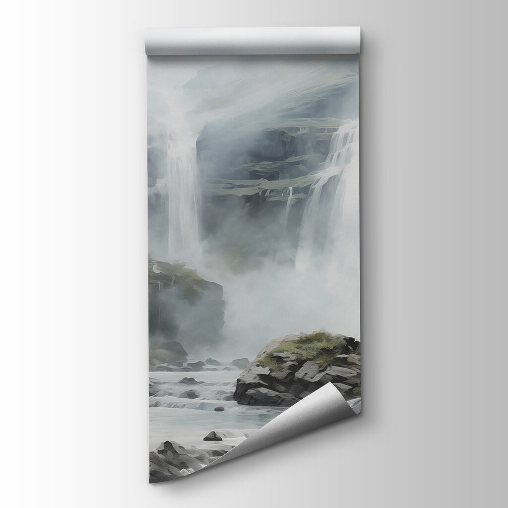 Waterfall over grey rocks — product view
