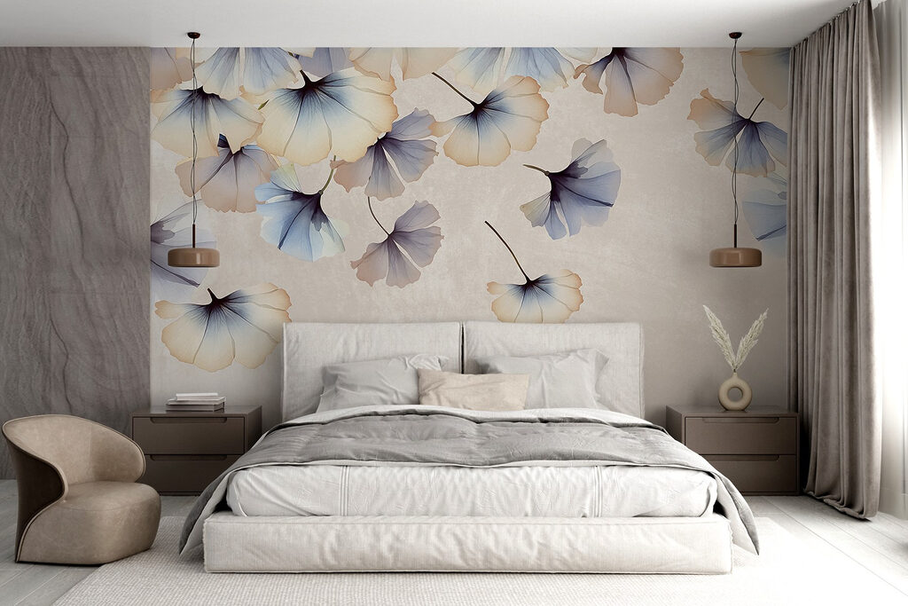 Ginkgo leaves drifting down — interior 4