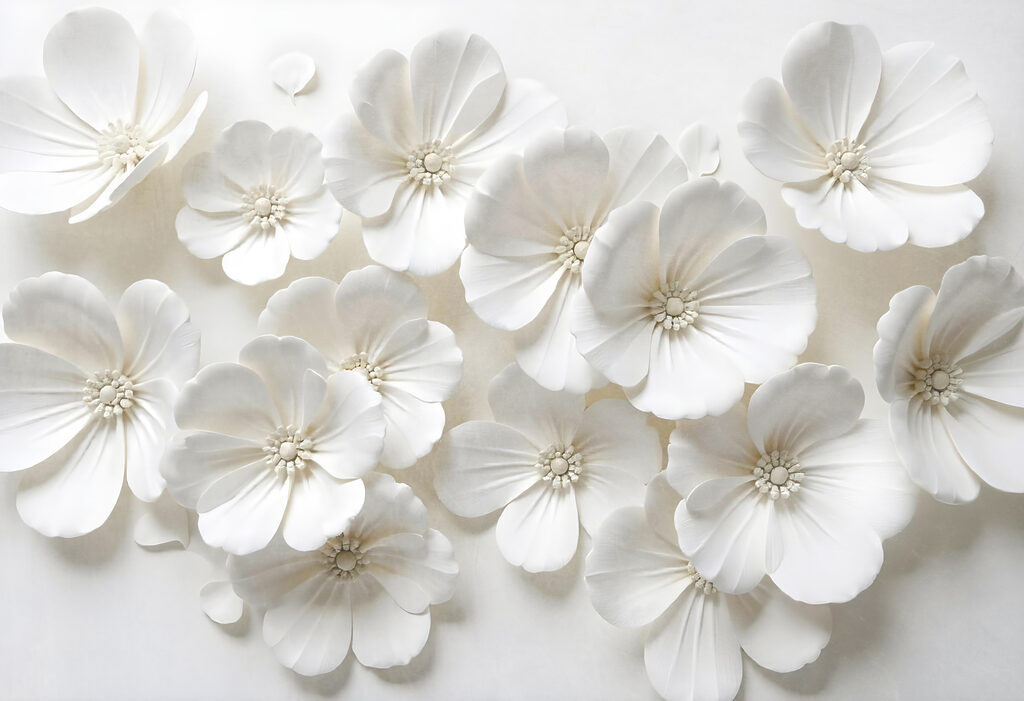 Overlapping blooms, soft shadow — full design