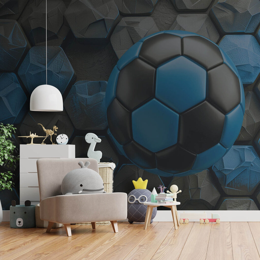 Blue football and hexagons — interior 3