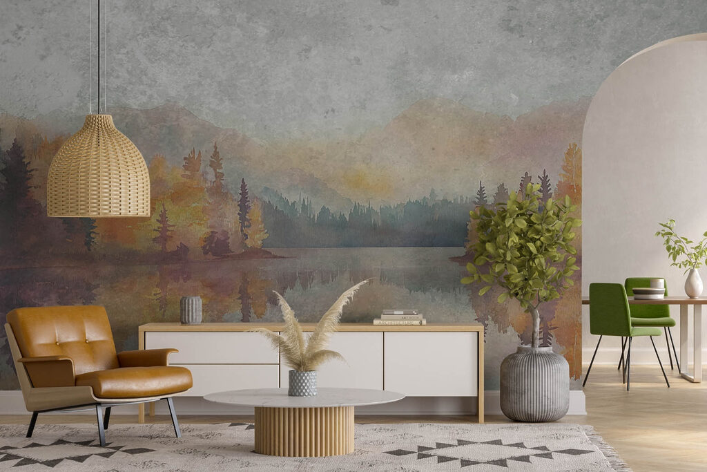 Autumn trees and reflections — interior 1