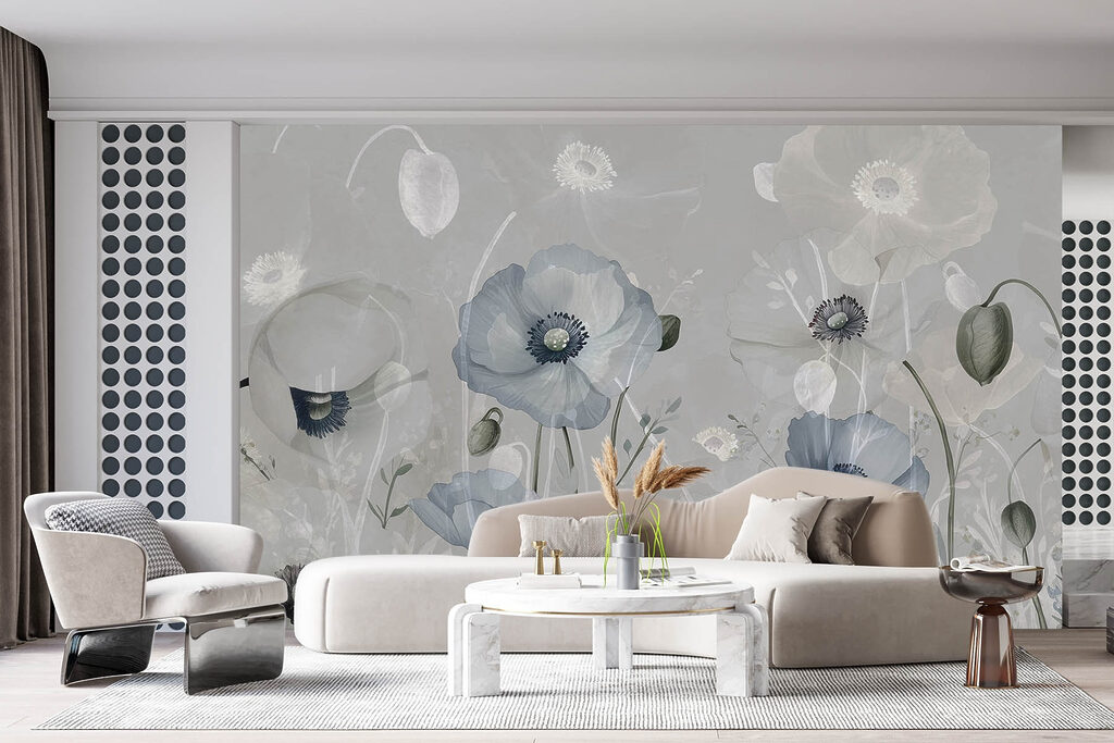 White flowers in mist — interior 2