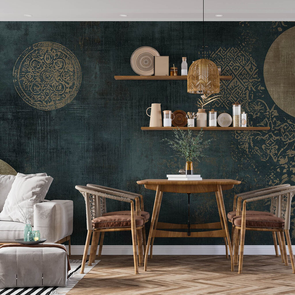 Gold rings on teal — interior 3