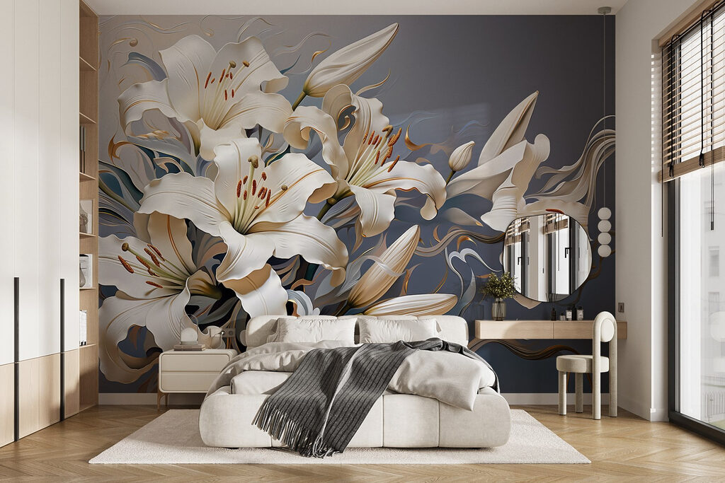 White lilies in waves — interior 1