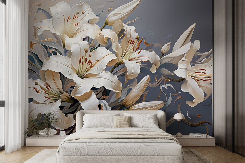 White lilies in waves — interior 2