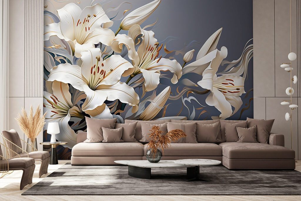 White lilies in waves — interior 3