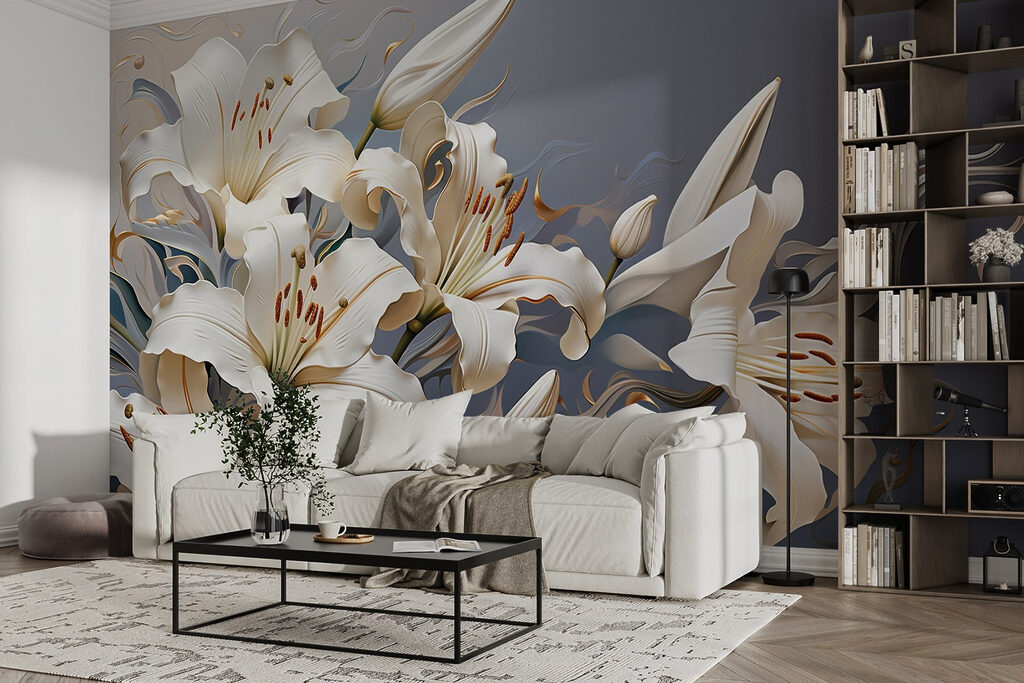 White lilies in waves — interior 4