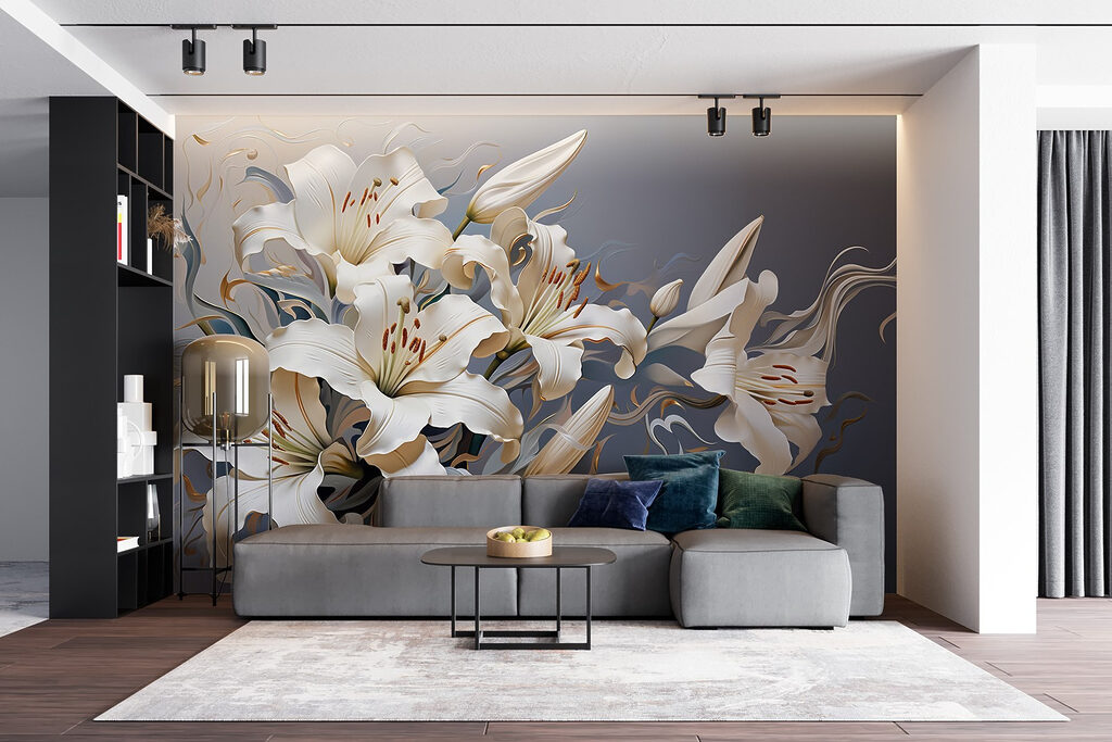 White lilies in waves — interior 5
