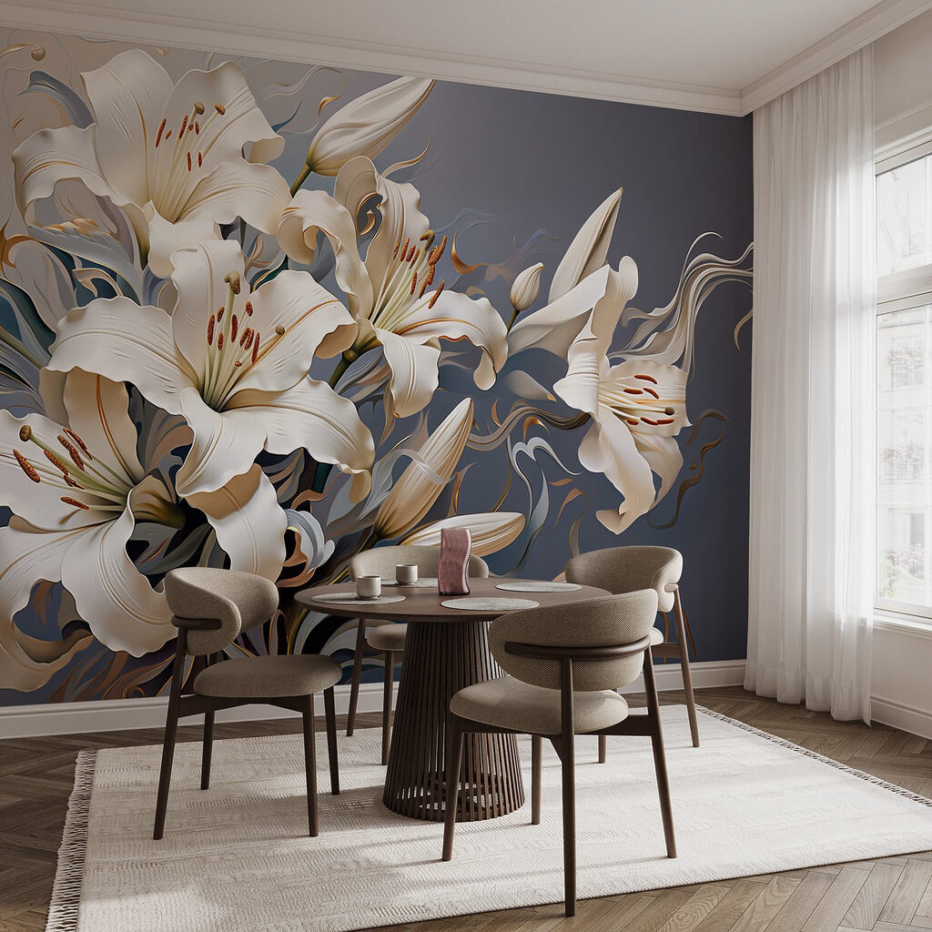 White lilies in waves — interior 6