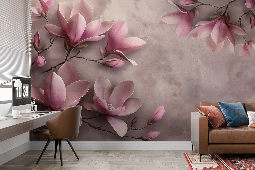 Pink magnolia branches — interior 2