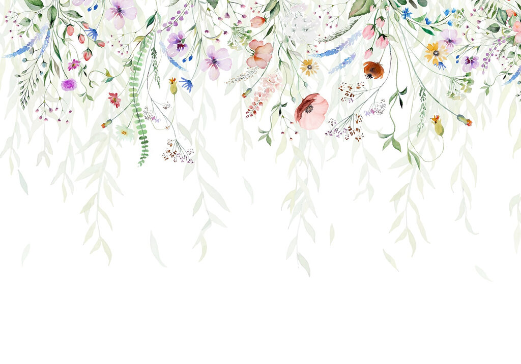 Colourful flowers on white — full design