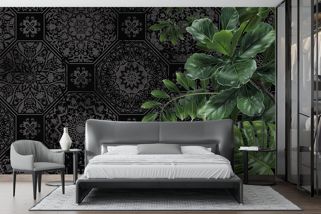 Green leaves, dark patterns — interior 2