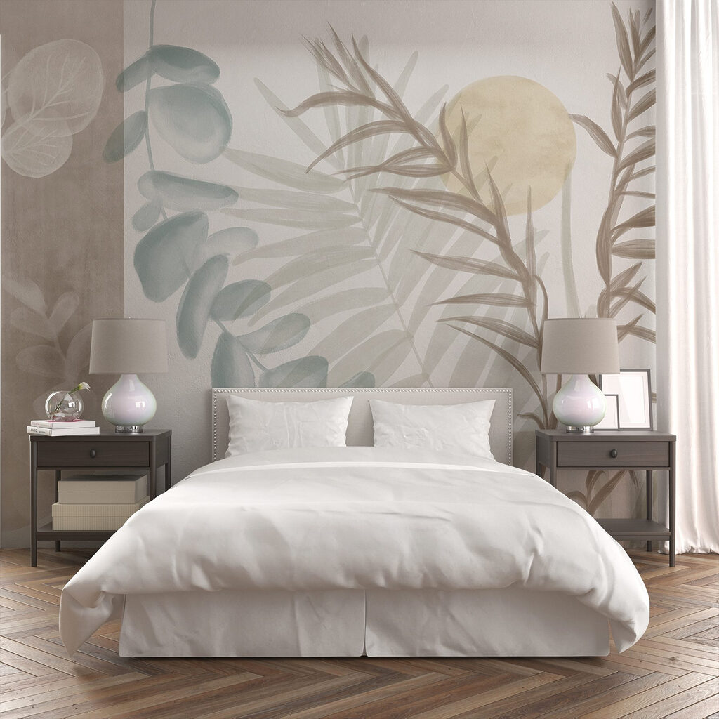Leaves over soft shapes — interior 1