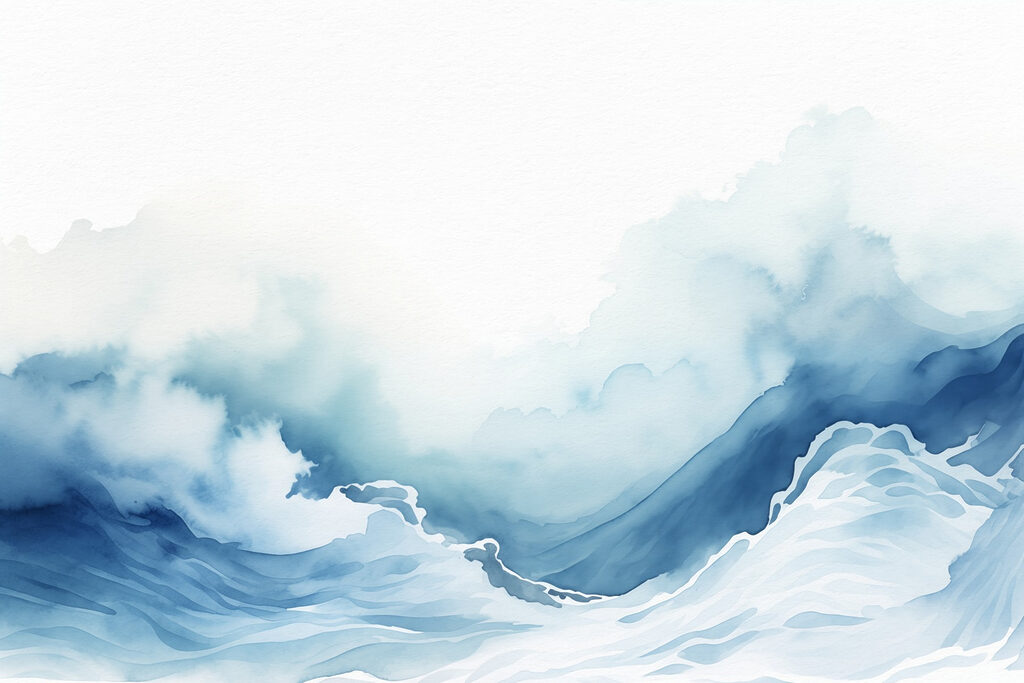 Blue surf in ink — full design
