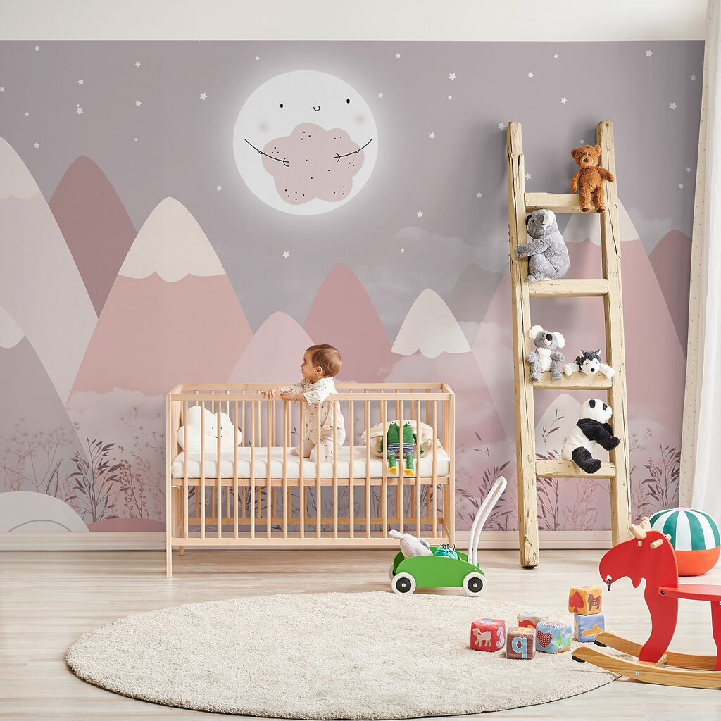 Moon above pink peaks — interior 4