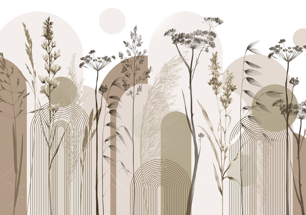 Grasses between round arches — full design