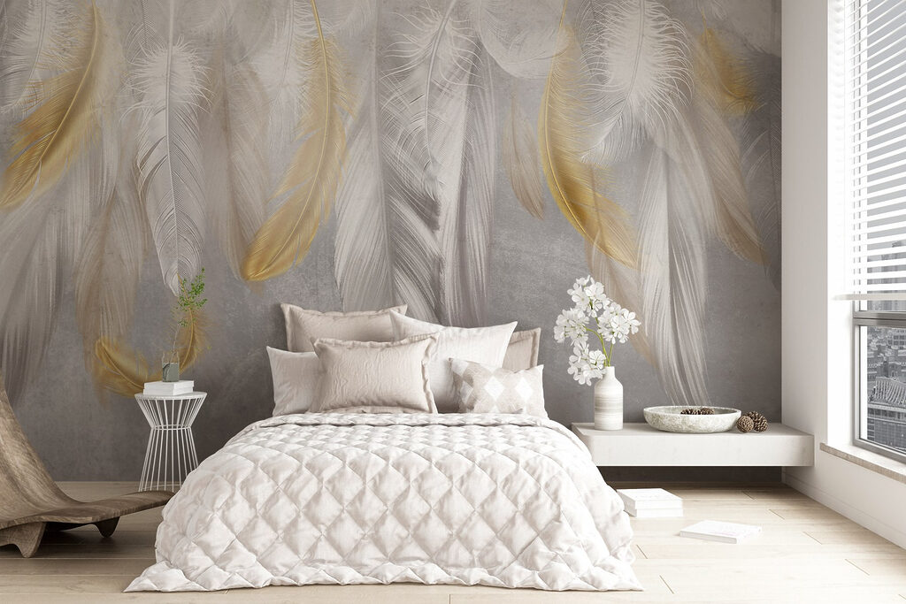 Gold feathers on white — interior 5