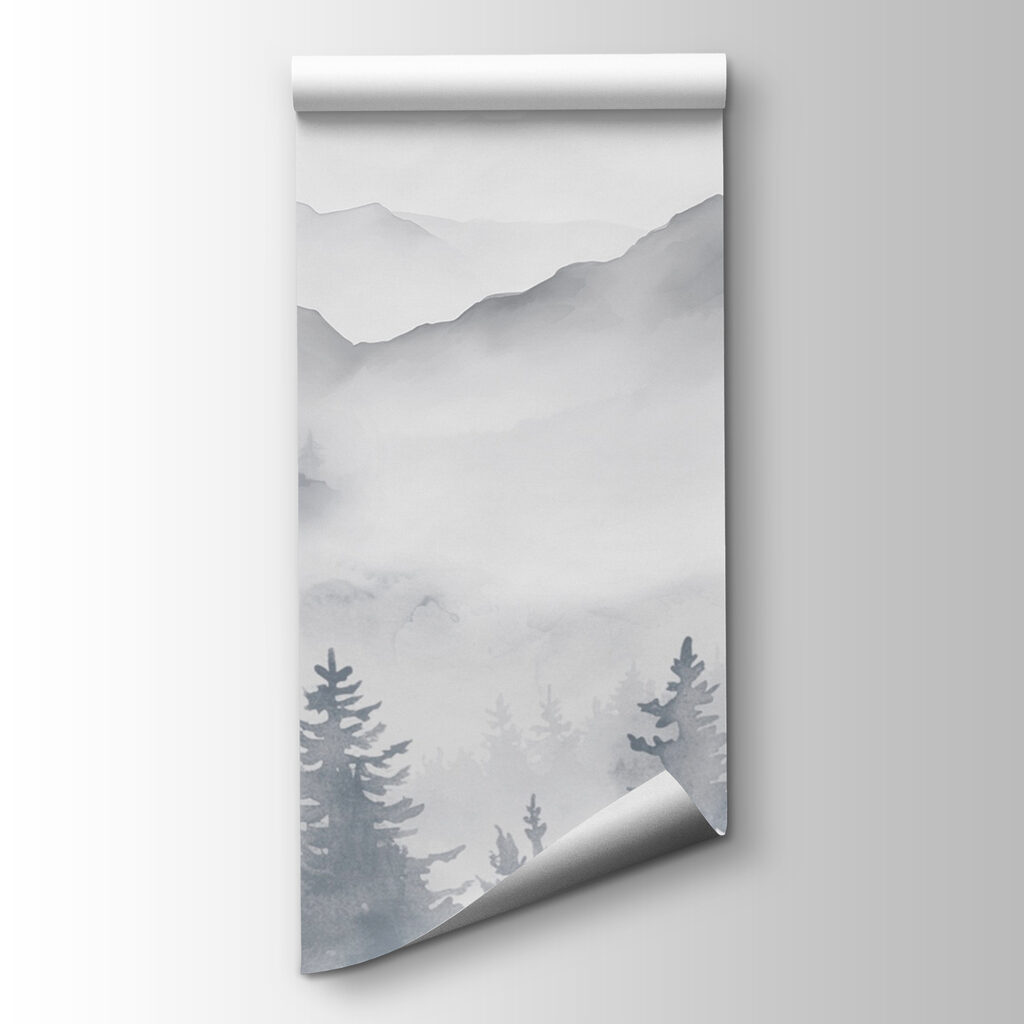 Pines beneath mountain mist — product view