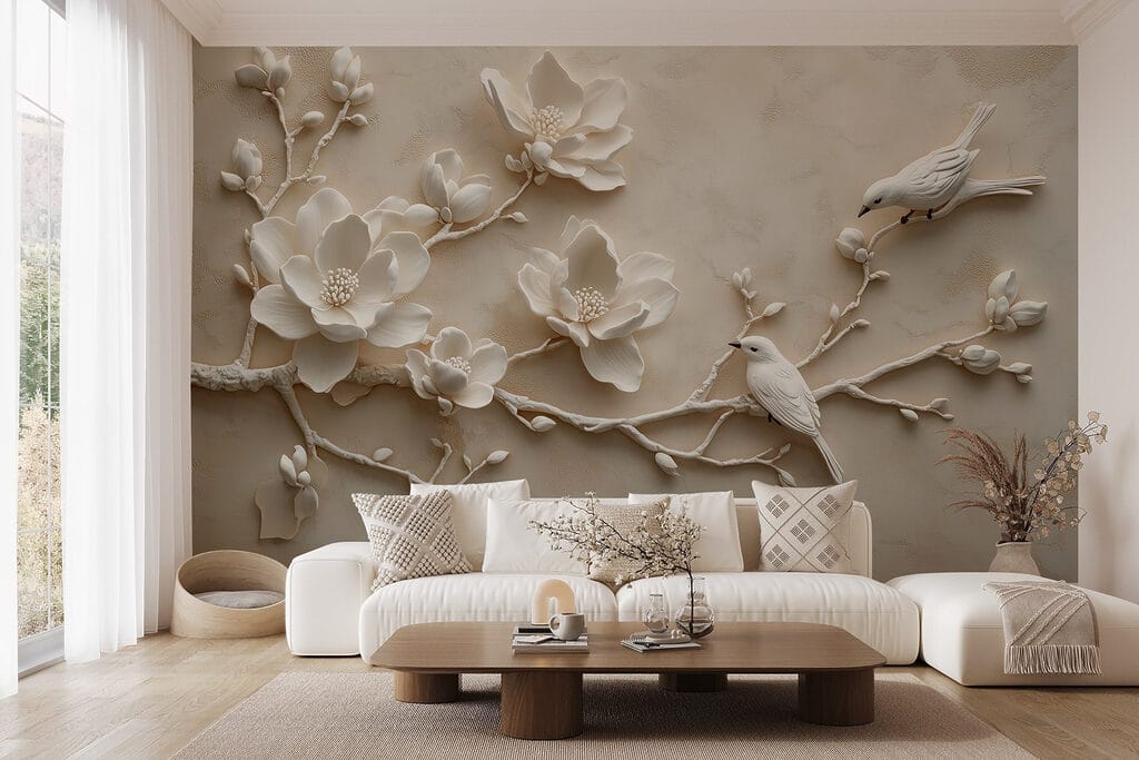 Birds on white blossom — interior 3
