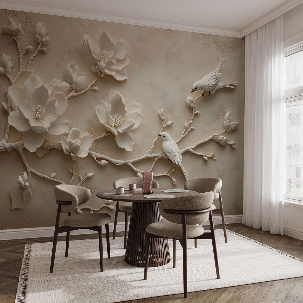 Birds on white blossom — interior 4