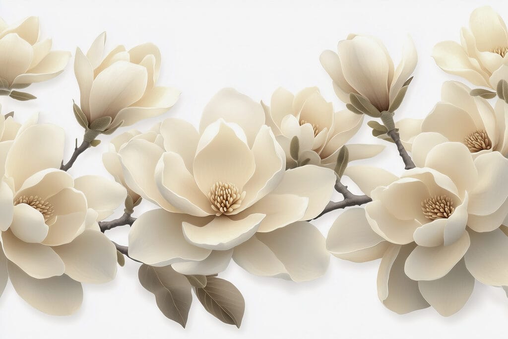 Cream magnolias close together — full design