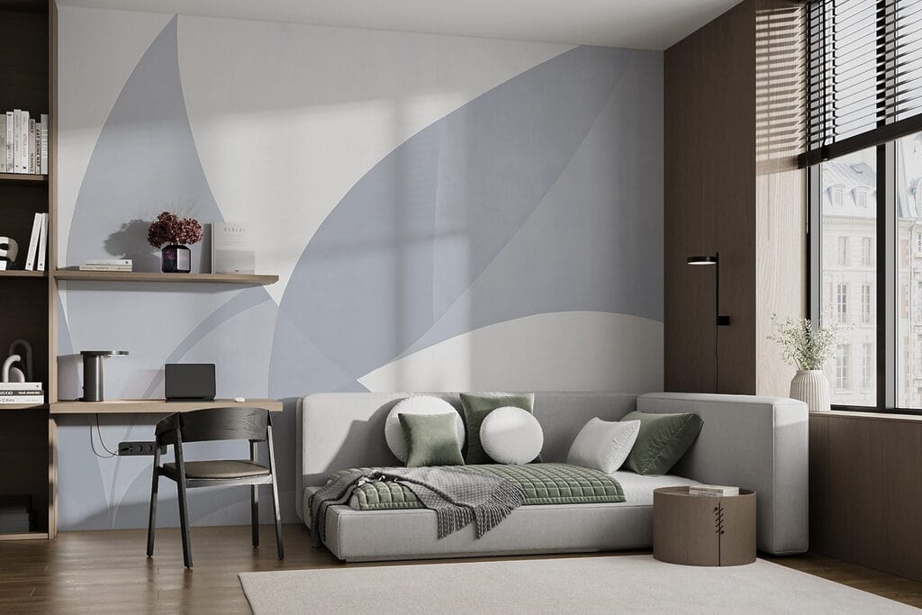 Blue leaf-like shapes — interior 1