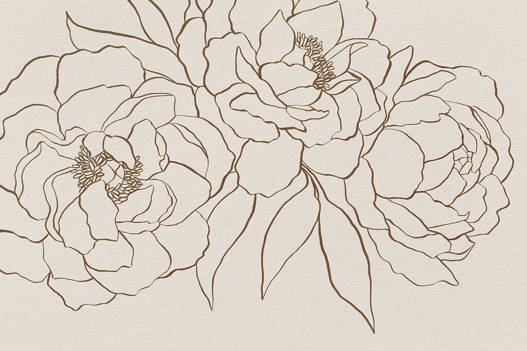 Flowers in fine outline — full design