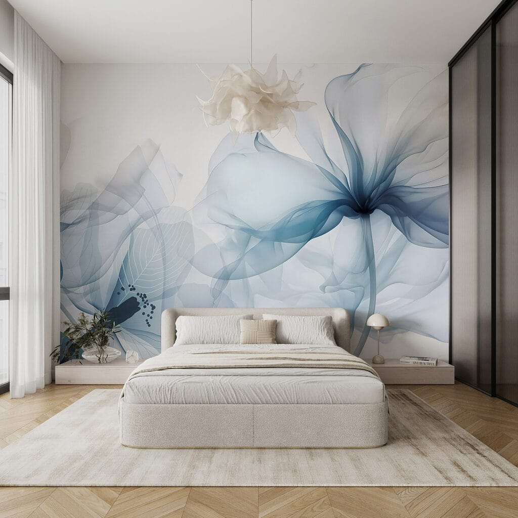 Sky-blue flowers, dark hearts — interior 2
